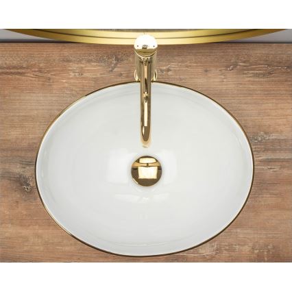 REA-U3287 - Lavabo sobre encimera SOFIA 34,5x41 cm cerámica/blanco brillante/dorado