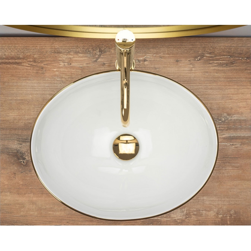 REA-U3287 - Lavabo sobre encimera SOFIA 34,5x41 cm cerámica/blanco brillante/dorado