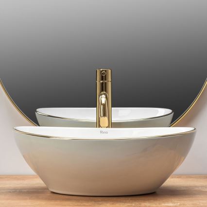 REA-U3287 - Lavabo sobre encimera SOFIA 34,5x41 cm cerámica/blanco brillante/dorado