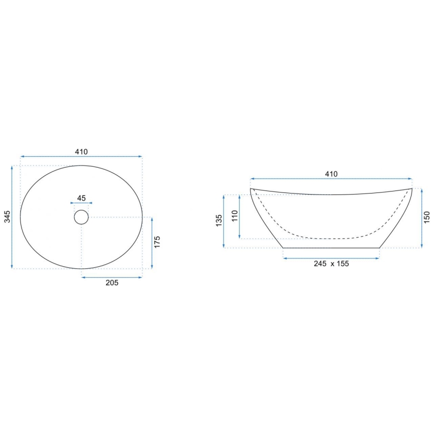 REA-U3287 - Lavabo sobre encimera SOFIA 34,5x41 cm cerámica/blanco brillante/dorado