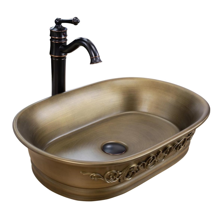 REA-U3305 - Lavabo sobre encimera WILMA RUSTIC 38x55 cm cerámica/cobre