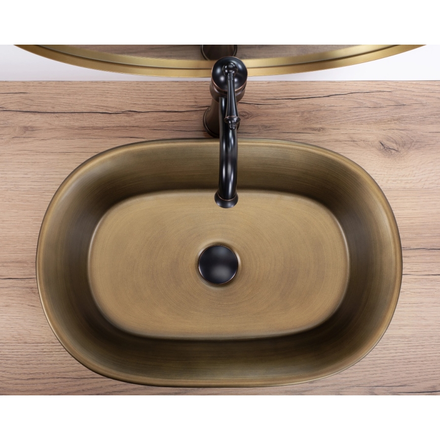 REA-U3305 - Lavabo sobre encimera WILMA RUSTIC 38x55 cm cerámica/cobre