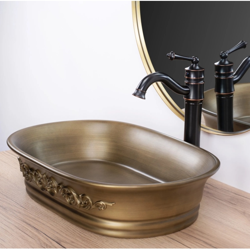 REA-U3305 - Lavabo sobre encimera WILMA RUSTIC 38x55 cm cerámica/cobre