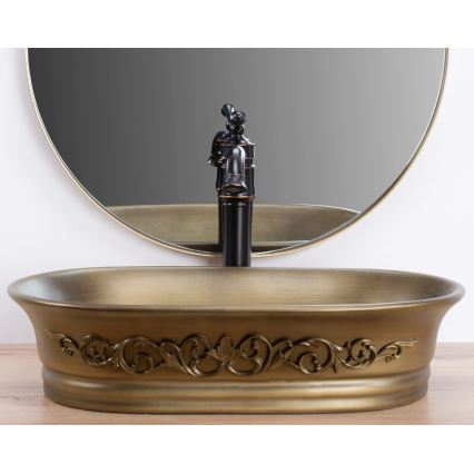 REA-U3305 - Lavabo sobre encimera WILMA RUSTIC 38x55 cm cerámica/cobre