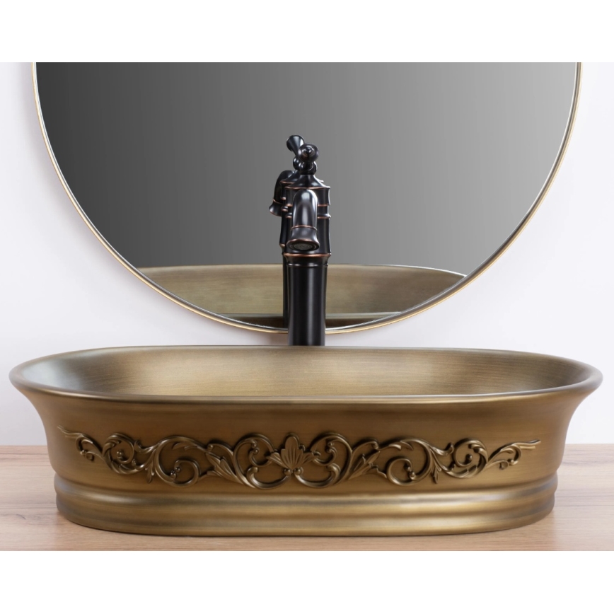 REA-U3305 - Lavabo sobre encimera WILMA RUSTIC 38x55 cm cerámica/cobre
