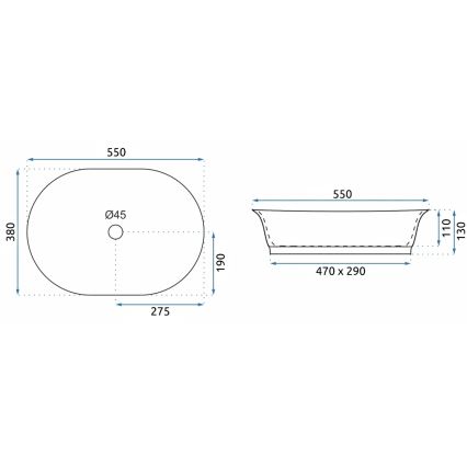 REA-U3305 - Lavabo sobre encimera WILMA RUSTIC 38x55 cm cerámica/cobre