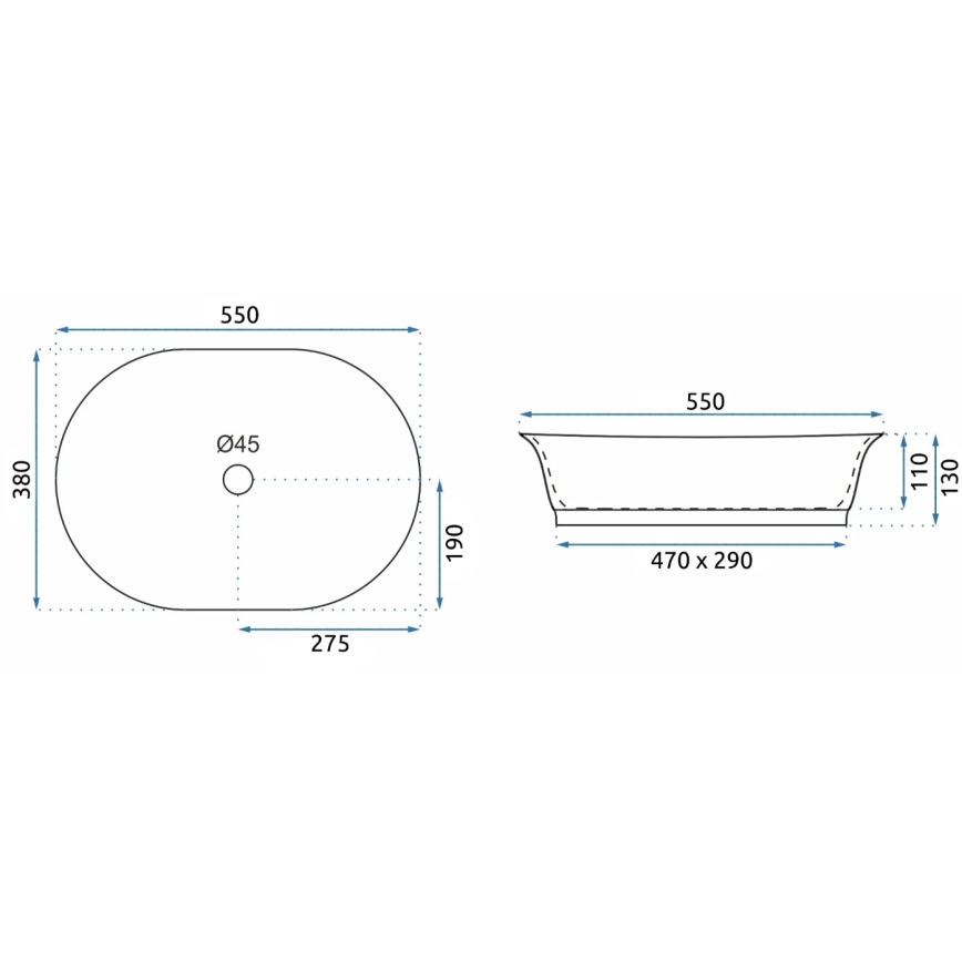 REA-U3305 - Lavabo sobre encimera WILMA RUSTIC 38x55 cm cerámica/cobre