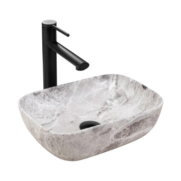 REA-U3321 - Lavabo sobre encimera BELINDA MINI 25x36 cm cerámica/gris/efecto piedra