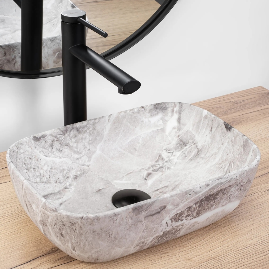 REA-U3321 - Lavabo sobre encimera BELINDA MINI 25x36 cm cerámica/gris/efecto piedra