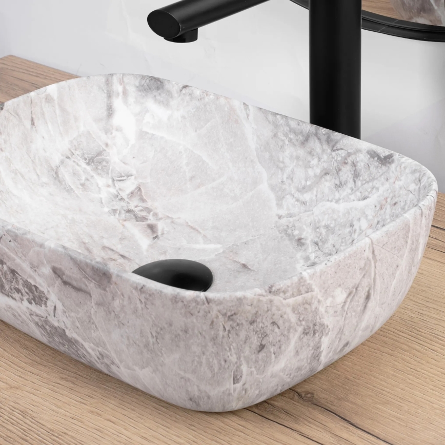 REA-U3321 - Lavabo sobre encimera BELINDA MINI 25x36 cm cerámica/gris/efecto piedra