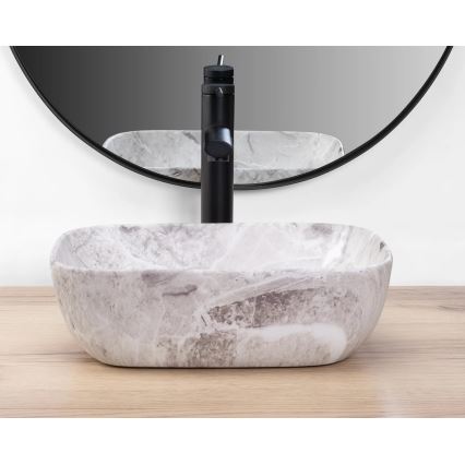 REA-U3321 - Lavabo sobre encimera BELINDA MINI 25x36 cm cerámica/gris/efecto piedra