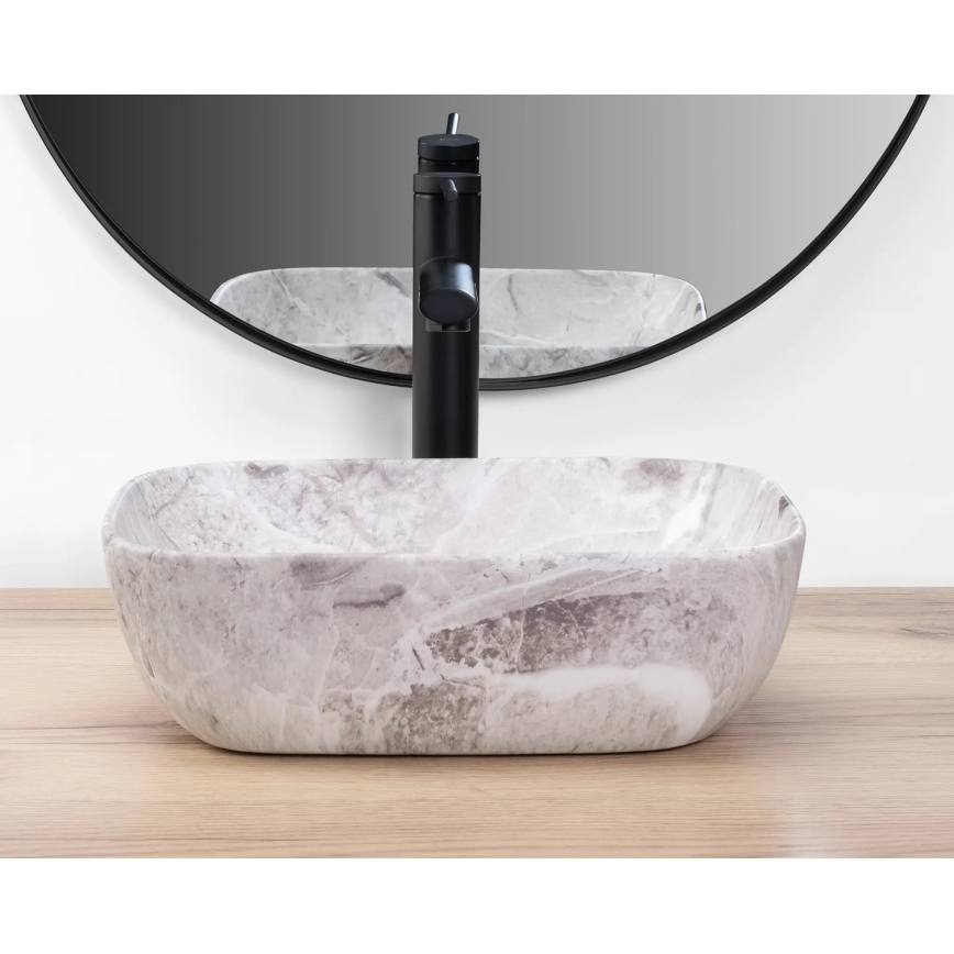 REA-U3321 - Lavabo sobre encimera BELINDA MINI 25x36 cm cerámica/gris/efecto piedra