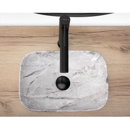 REA-U3321 - Lavabo sobre encimera BELINDA MINI 25x36 cm cerámica/gris/efecto piedra