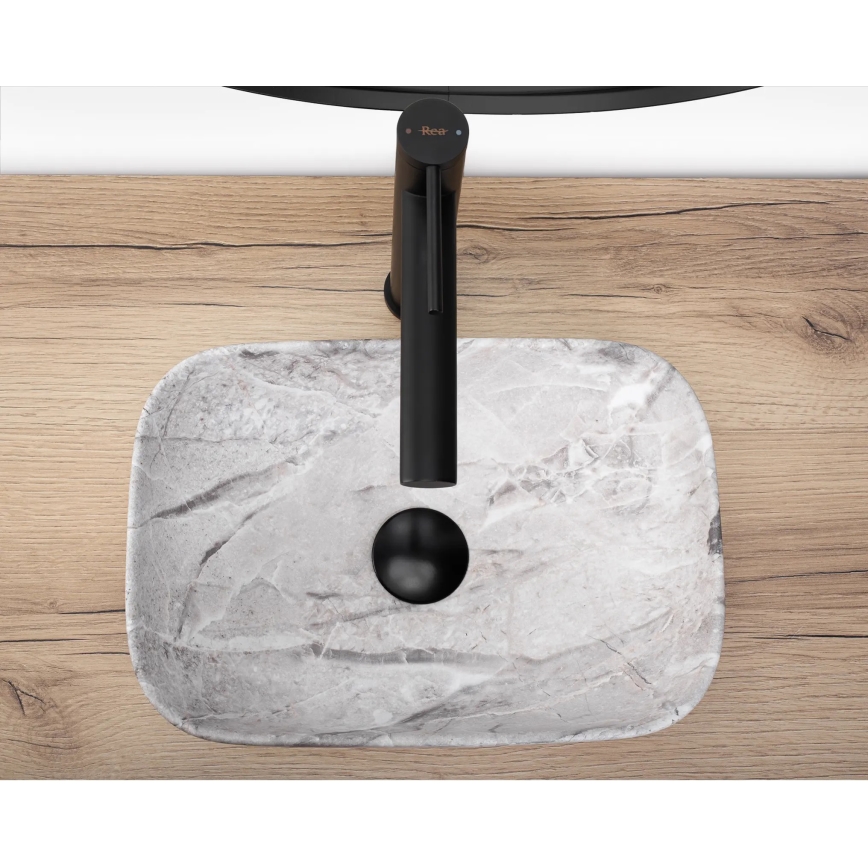 REA-U3321 - Lavabo sobre encimera BELINDA MINI 25x36 cm cerámica/gris/efecto piedra