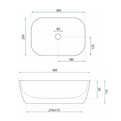REA-U3321 - Lavabo sobre encimera BELINDA MINI 25x36 cm cerámica/gris/efecto piedra