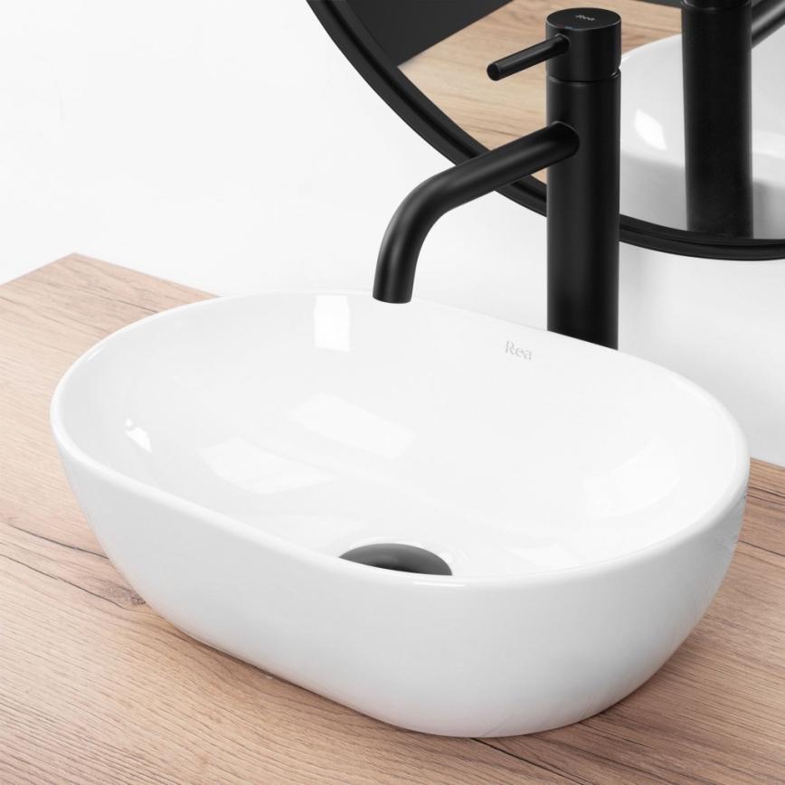 REA-U3322 - Lavabo sobre encimera AMELIA MINI 26x38 cm cerámica/blanco brillante