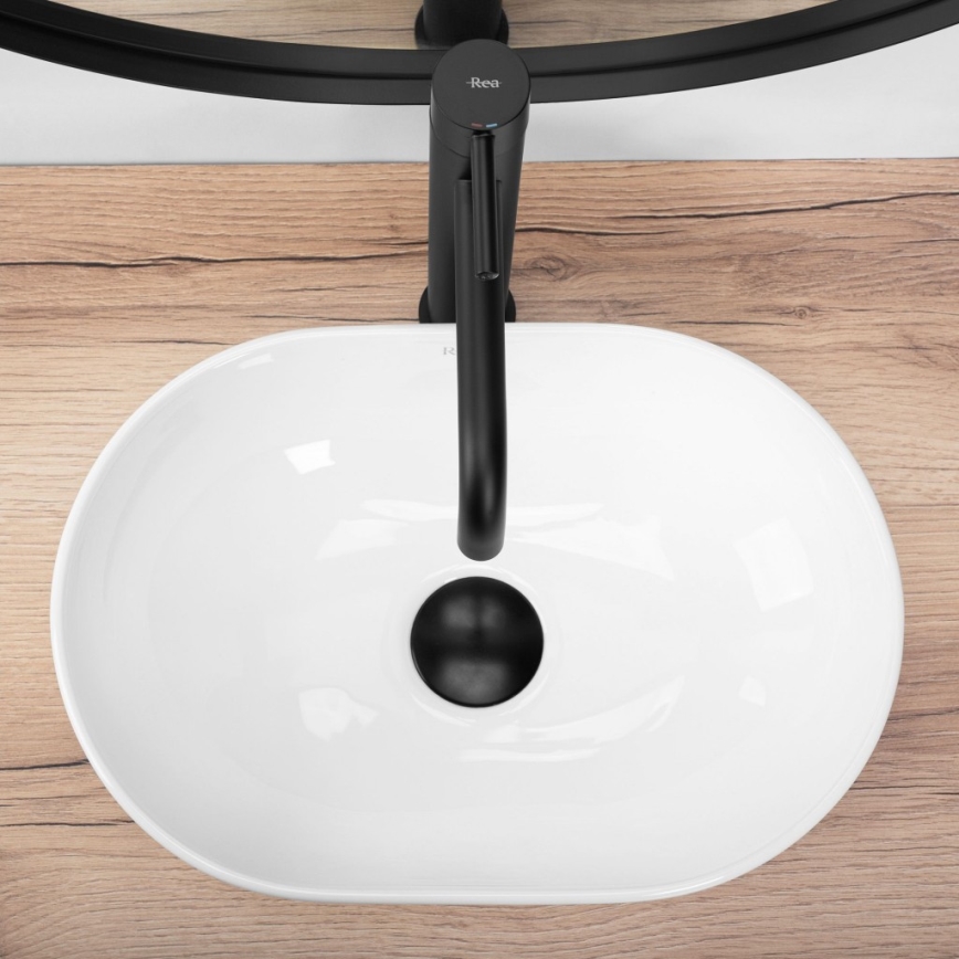 REA-U3322 - Lavabo sobre encimera AMELIA MINI 26x38 cm cerámica/blanco brillante