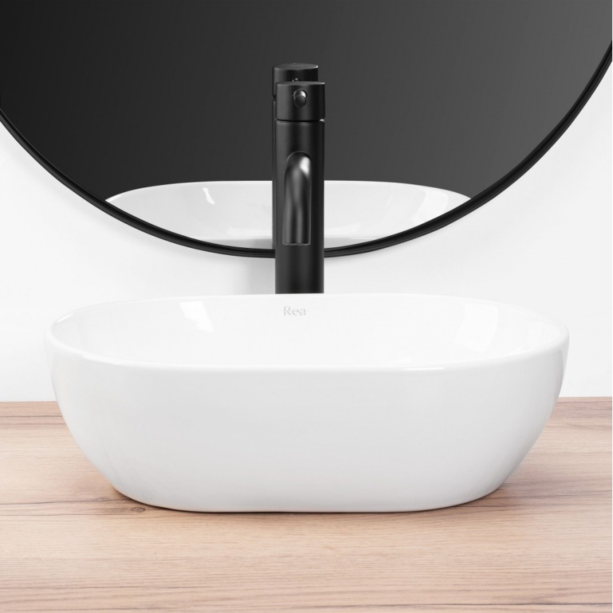 REA-U3322 - Lavabo sobre encimera AMELIA MINI 26x38 cm cerámica/blanco brillante