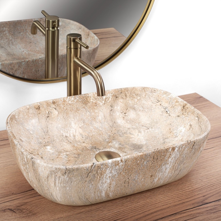 REA-U3323 - Lavabo para encimera BELINDA 33,5x46,5 cm cerámica/imitación de piedra