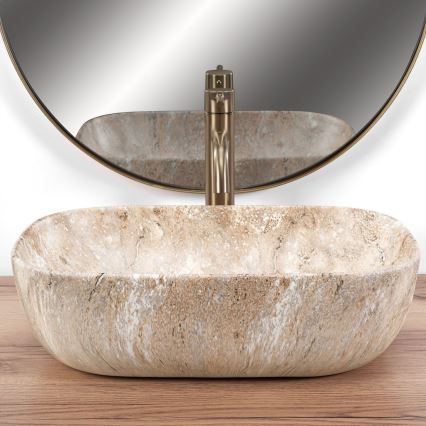 REA-U3323 - Lavabo para encimera BELINDA 33,5x46,5 cm cerámica/imitación de piedra