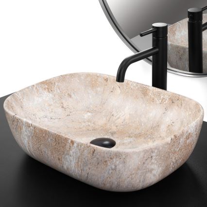 REA-U3323 - Lavabo para encimera BELINDA 33,5x46,5 cm cerámica/imitación de piedra