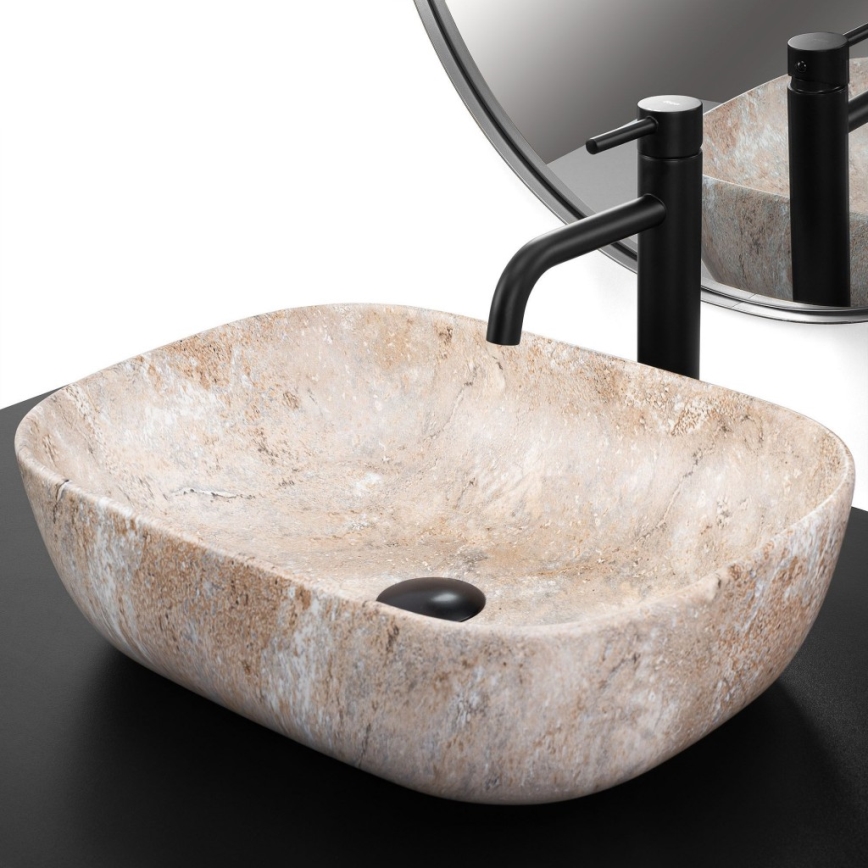 REA-U3323 - Lavabo para encimera BELINDA 33,5x46,5 cm cerámica/imitación de piedra