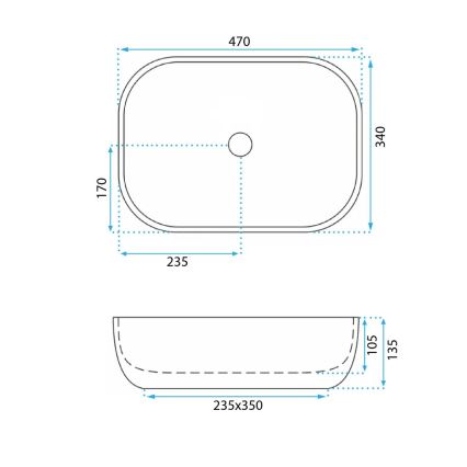 REA-U3323 - Lavabo para encimera BELINDA 33,5x46,5 cm cerámica/imitación de piedra