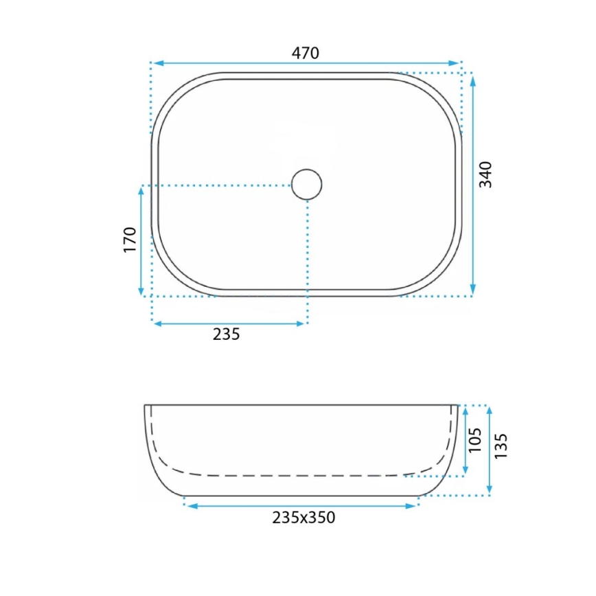 REA-U3323 - Lavabo para encimera BELINDA 33,5x46,5 cm cerámica/imitación de piedra