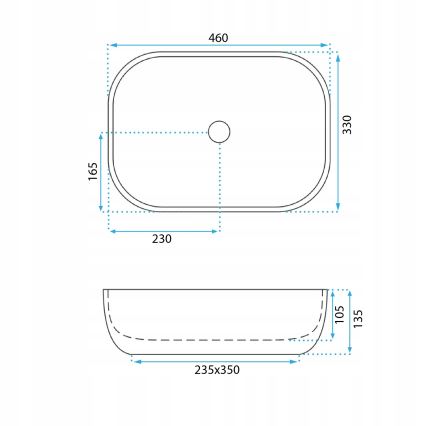 REA-U3324 - Lavabo sobre encimera BELINDA 33x46 cm cerámica/gris/imitación de piedra