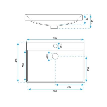 REA-U3326 - Lavabo encastrado MANDY 46x60 cm cerámica/blanco brillante