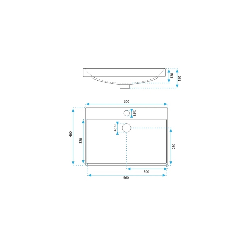 REA-U3326 - Lavabo encastrado MANDY 46x60 cm cerámica/blanco brillante