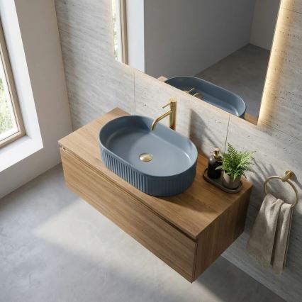 REA-U3535 - Lavabo sobre encimera VANDA 31x49 cm cerámica/azul oscuro