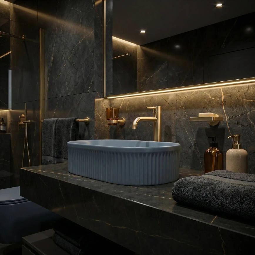 REA-U3535 - Lavabo sobre encimera VANDA 31x49 cm cerámica/azul oscuro