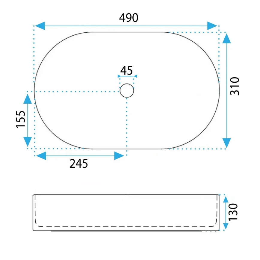 REA-U3535 - Lavabo sobre encimera VANDA 31x49 cm cerámica/azul oscuro