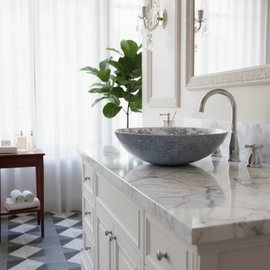 REA-U3608 - Lavabo sobre encimera JULIANA 40 cm cerámica/blanco/azul