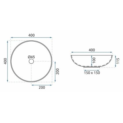 REA-U3608 - Lavabo sobre encimera JULIANA 40 cm cerámica/blanco/azul