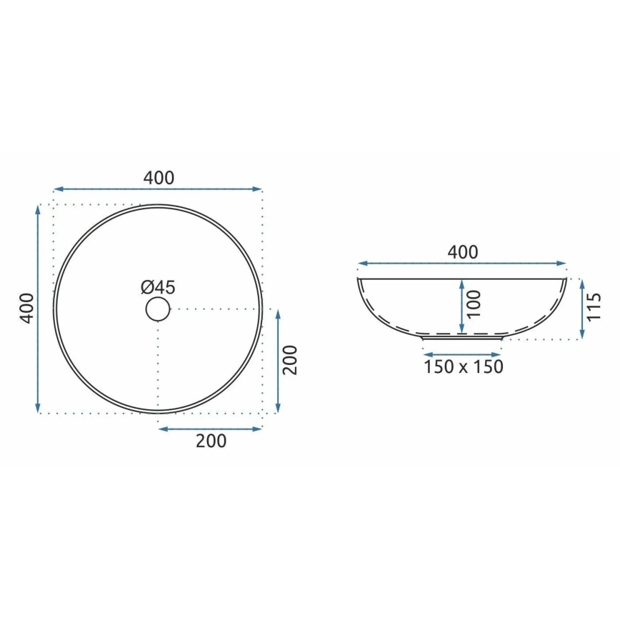 REA-U3608 - Lavabo sobre encimera JULIANA 40 cm cerámica/blanco/azul