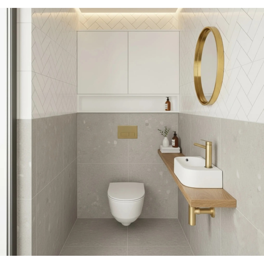 REA-U3610 - Lavabo sobre encimera/colgante ODETTA 25x51 cm cerámica/blanco brillante