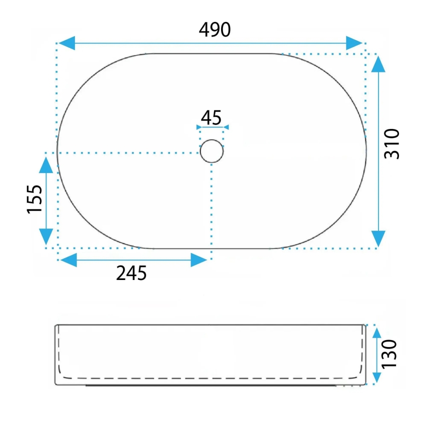 REA-U3612 - Lavabo sobre encimera VANDA 31x49 cm cerámica/verde