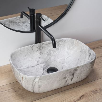 REA-U3800 - Lavabo para encimera LIVIA 33,5x46,5 cm cerámica/gris/imitación de piedra