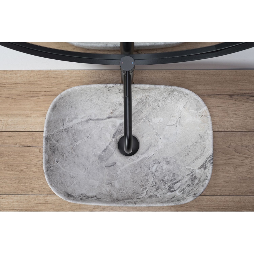 REA-U3800 - Lavabo para encimera LIVIA 33,5x46,5 cm cerámica/gris/imitación de piedra
