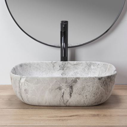 REA-U3800 - Lavabo para encimera LIVIA 33,5x46,5 cm cerámica/gris/imitación de piedra