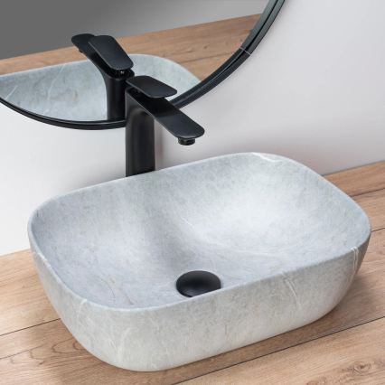 REA-U3801 - Lavabo sobre encimera LIVIA 33,5x46,5 cm cerámica/gris/efecto piedra