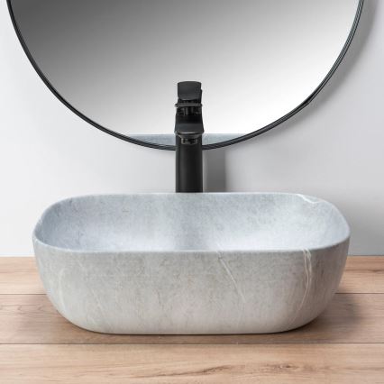REA-U3801 - Lavabo sobre encimera LIVIA 33,5x46,5 cm cerámica/gris/efecto piedra