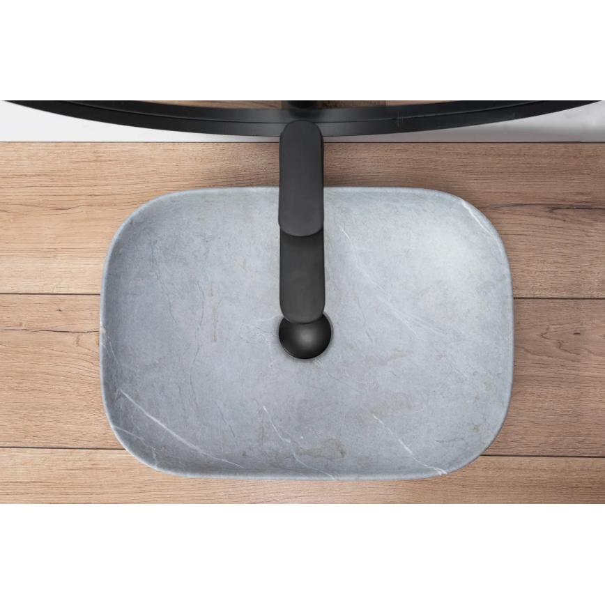 REA-U3801 - Lavabo sobre encimera LIVIA 33,5x46,5 cm cerámica/gris/efecto piedra