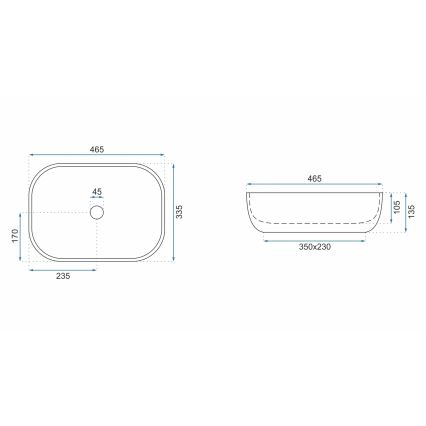 REA-U3801 - Lavabo sobre encimera LIVIA 33,5x46,5 cm cerámica/gris/efecto piedra