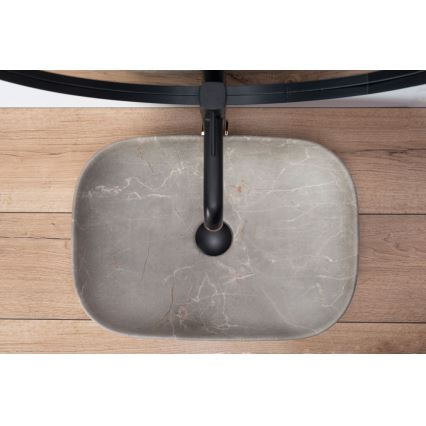 REA-U3802 - Lavabo para encimera LIVIA 33,5x46,5 cm cerámica/gris/acabado efecto mármol