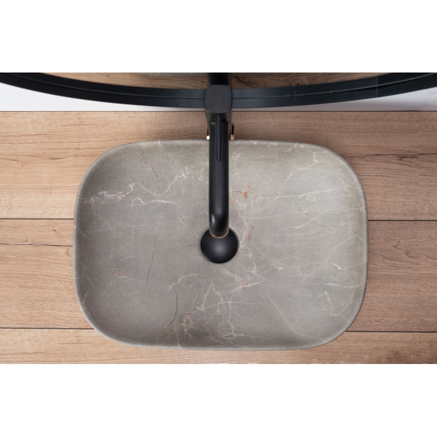 REA-U3802 - Lavabo para encimera LIVIA 33,5x46,5 cm cerámica/gris/acabado efecto mármol