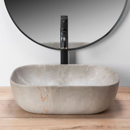 REA-U3802 - Lavabo para encimera LIVIA 33,5x46,5 cm cerámica/gris/acabado efecto mármol