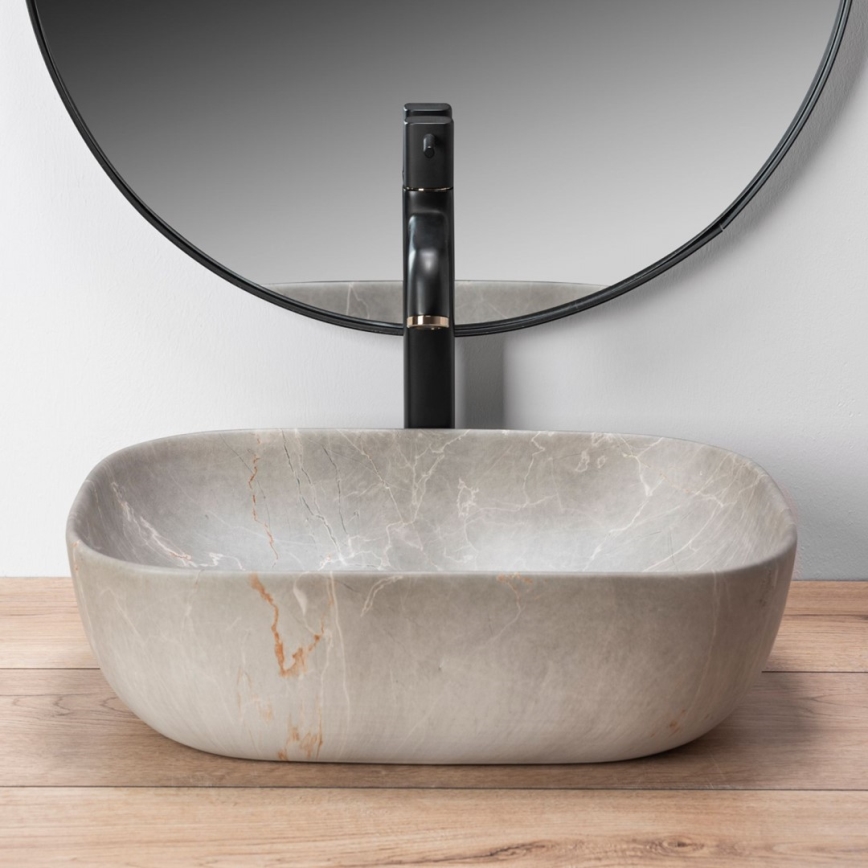 REA-U3802 - Lavabo para encimera LIVIA 33,5x46,5 cm cerámica/gris/acabado efecto mármol
